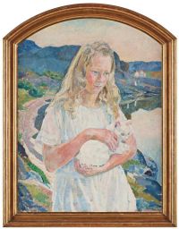 Wilhelmson Carl Wilhelm Girl With Cat canvas print