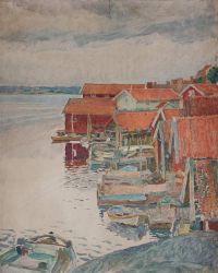 Wilhelmson Carl Wilhelm September Evening Scene From Fiskebackskil On The West Coast Of Sweden canvas print