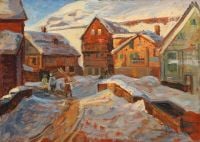Wilhjelm Johannes A Winter Day In A Village In The Alps 1913 canvas print