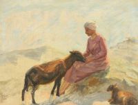 Wilhjelm Johannes A Woman With Sheeps Probably Skagen 1935