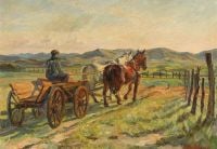 Wilhjelm Johannes Horse Carriage On A Heath Probably Near Skagen 1936 canvas print