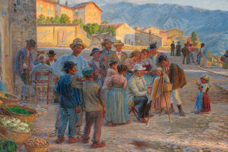 Wilhjelm Johannes Kristian Zahrtmann Painting In The Square In Civita D Antino 1905 canvas print