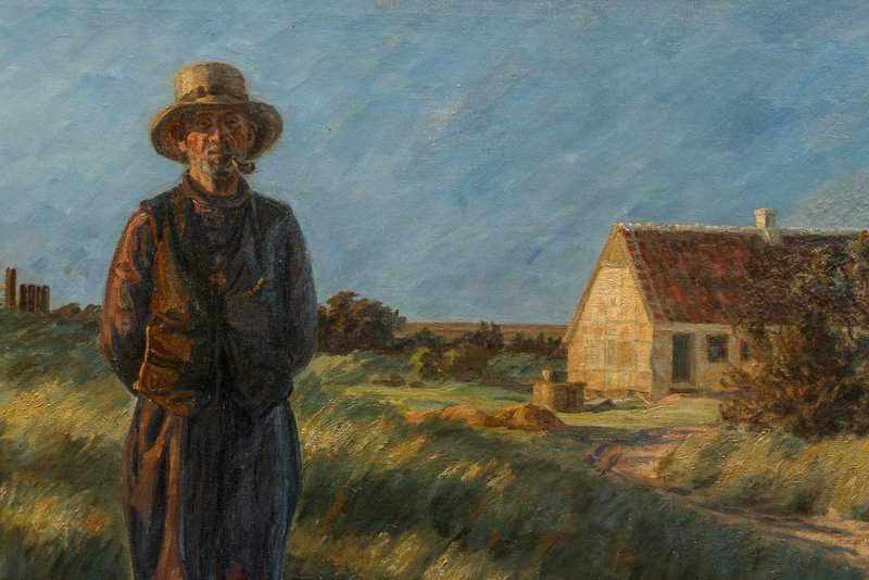 Wilhjelm Johannes Landscape Motif With Man And Houses Presumably From Skagen canvas print
