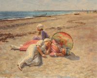 Wilhjelm Johannes Three Young Women Resting On The Beach 1915 canvas print