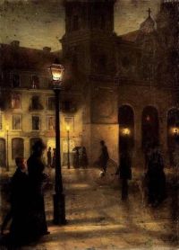 Wincenty Trojanowski Maximilianplatz In Munich At Night 1890 canvas print