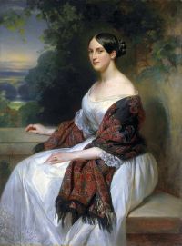 Winterhalter Franz Xaver Portrait Of Mrs Ackermann Three Quarter Length Seated In A Landscape