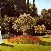 Vrouw in de tuin door Monet