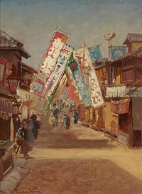 Wores Theodore Theater Street Tokyo Ca. 1895 canvas print