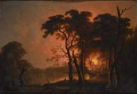 Wright Of Derby Joseph A Fire Seen Through Trees 1776