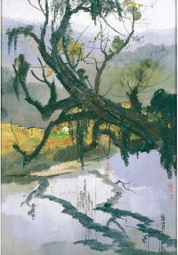 Wu Guanzhong Ancient Tree By The River 1977 canvas print