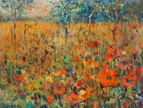 Wytsman Juliette Trees In A Meadow With Poppies In Bloom canvas print