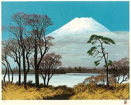 Yokoyama Misao Fuji River And Mount Fuji canvas print