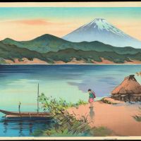 Yoshimoto Masao Monte Fuji Lakeshore en la mañana