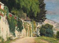 Zacho Christian A Southern European Mountain Landscape With Roses Along A Garden Wall 1910