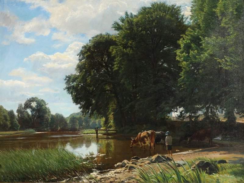 Zacho Christian Cows At A Watering Place 1899 canvas print