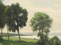 Zacho Christian Landscape With Trees At An Inlet