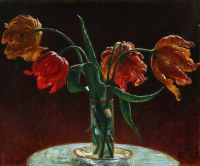 Zahrtmann Kristian A Glass With Four Tulips 1912 Canvas print