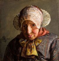 Zahrtmann Kristian Chest Image A Face Of An Old Wife From Ribe With Pipe Cap canvas print
