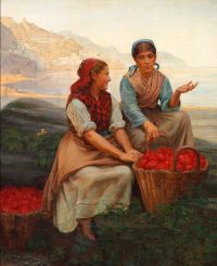 Zahrtmann Kristian Fruit Sellers At The Amalfi Coast canvas print