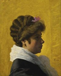 Zandomeneghi Federico Porträt einer Dame 1869 Leinwanddruck