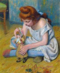 Zandomeneghi Federico Young Girl Playing With A Doll