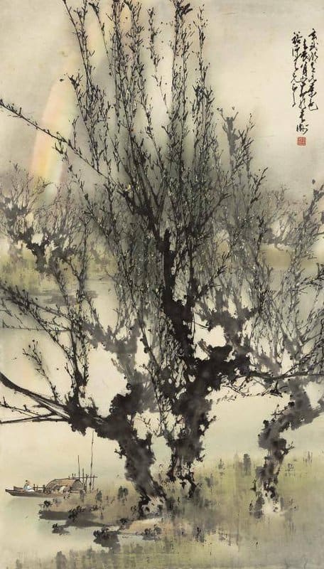 Tableaux sur toile, reproduction de Zhao Shaoang Rainbow Over The Lake - 1952