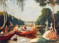 Zinkeisen Baroque Figures On A Boating Lake