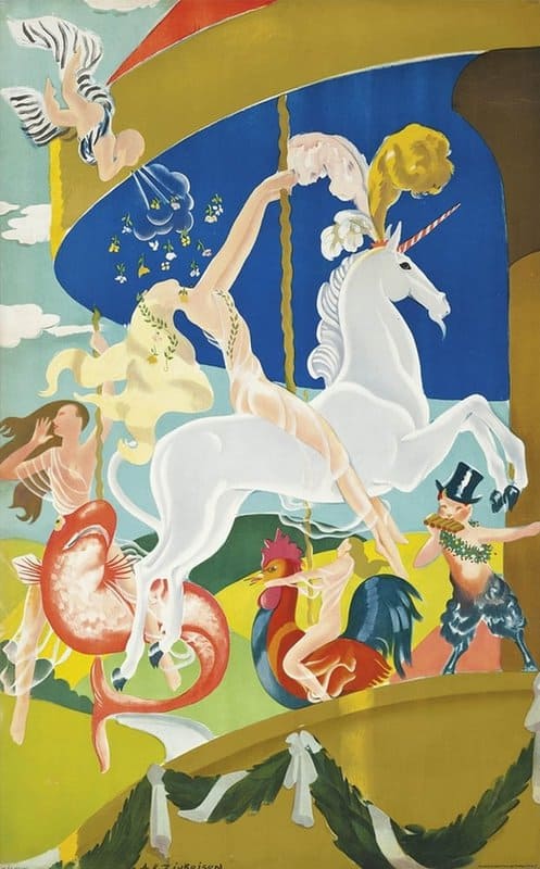 Zinkeisen Merry Go Round 1935   Left canvas print