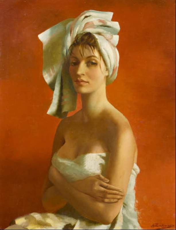 Zinkeisen Portrait Of A Bathed Lady canvas print