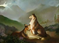 Zinkeisen Two Collie Dogs In A Landscape