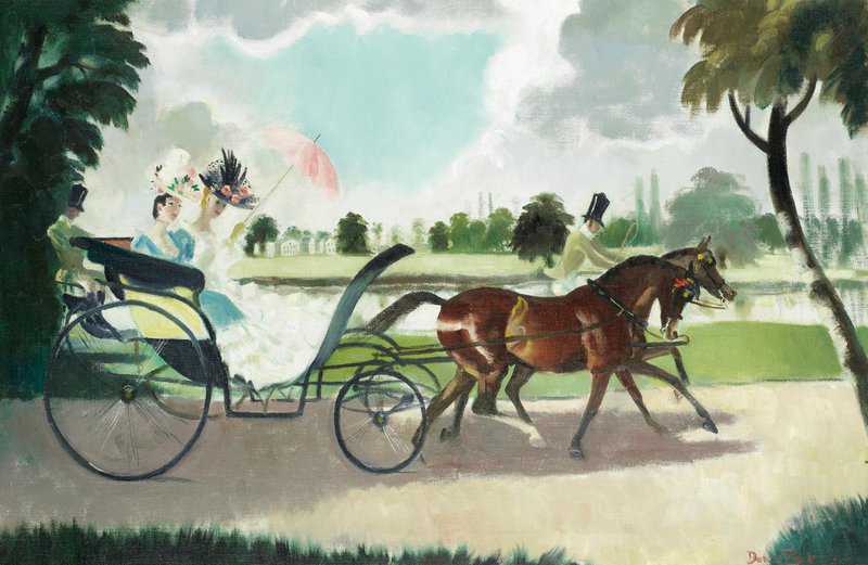 Zinkeisen Two Elegant Ladies Riding In A Barouche canvas print
