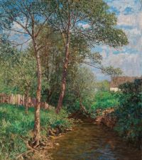 Zoff Alfred A Sunny Landscape With Stream