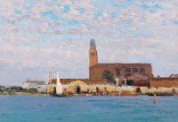 Zoff Alfred A View Of The Cathedral In Chioggia