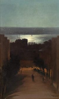 Zonaro Fausto View Of Besiktas From The Artist S House At Night