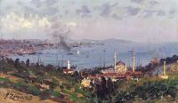 Zonaro Fausto View Of Nisantasi With The Dolmabahce Mosque Constantinople canvas print
