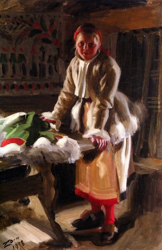Zorn Anders A Girl From Mora In Winter Dress canvas print
