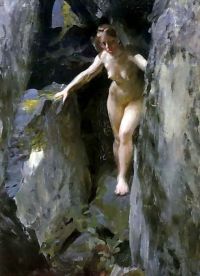 Zorn Anders Climbing The Gap In The Rocks Nude canvas print
