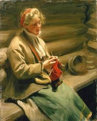 Zorn Anders Dalecarlian Girl Knitting Cabbage Margit 1901