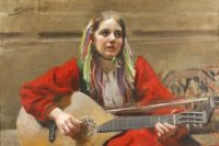 Zorn Anders Daleswoman Playing At Utmeland canvas print