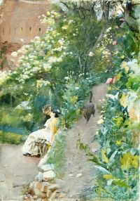 Zorn Anders In Alhambra Park 1887 canvas print