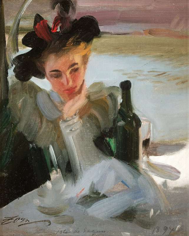 Zorn Anders Lady In Cafe Isle De Seguin canvas print
