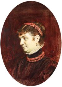 Zorn Anders Portratt Av Fru Veronica Heiss Med Harsmycke Och Halsband Av Koraller   Brostbild 1883