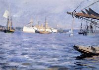Zorn Anders The Battleship Baltimore In Stockholm Harbor 1890