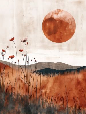 Sunset Serenity - Abstract Landscape Elegance wall art