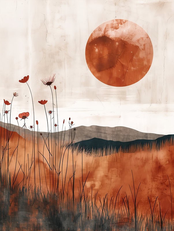 Sunset Serenity - Abstract Landscape Elegance premium reproduction