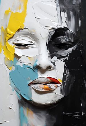 Chromatic Elegance: Textural Portrait Harmony wall art
