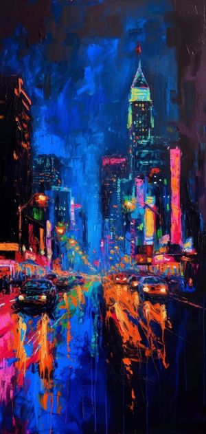 Neon Nocturne: Metropolis Glow wall art