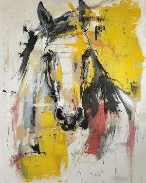 Golden Equestrian Essence: Modern Horse Portrait wall art