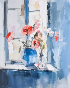 Ethereal Blooms by the Window wall art
