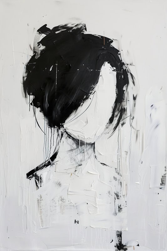 Monochrome Muse - Expressionist Portrait premium reproduction